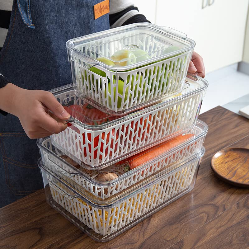INKULTURE Stackable Vegetable And Fruit Fridge Storage Container With Removable Drain Strainers | Capacity 3L | Pack of 01 (Acrylic) - Image 2