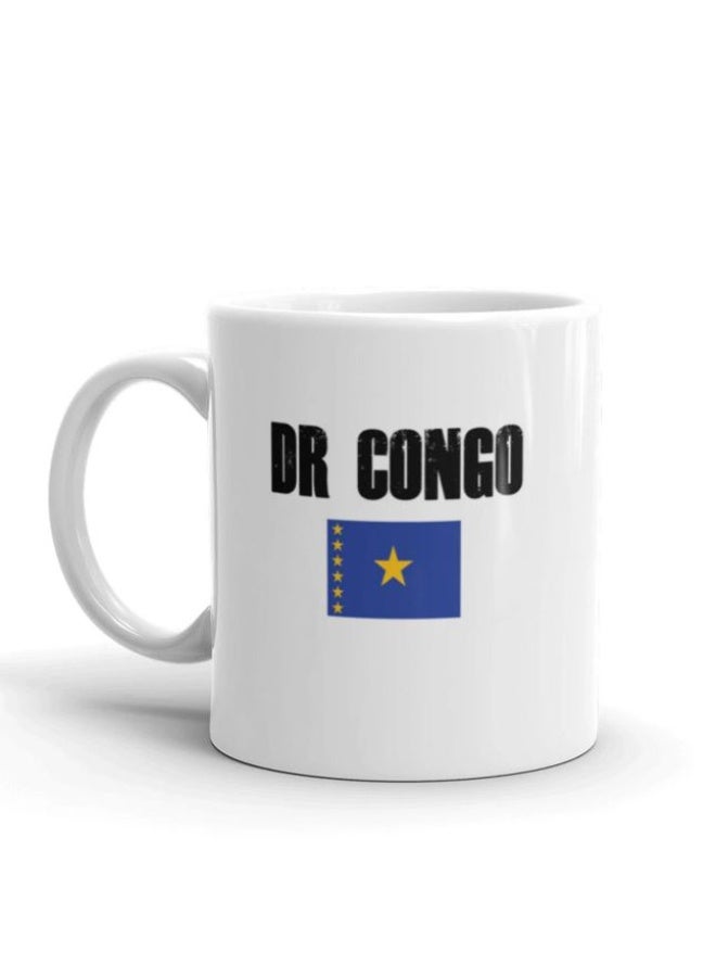 RYN DR Congo Flag Coffee Mug, White Ceramic Coffee Cup - Image 1