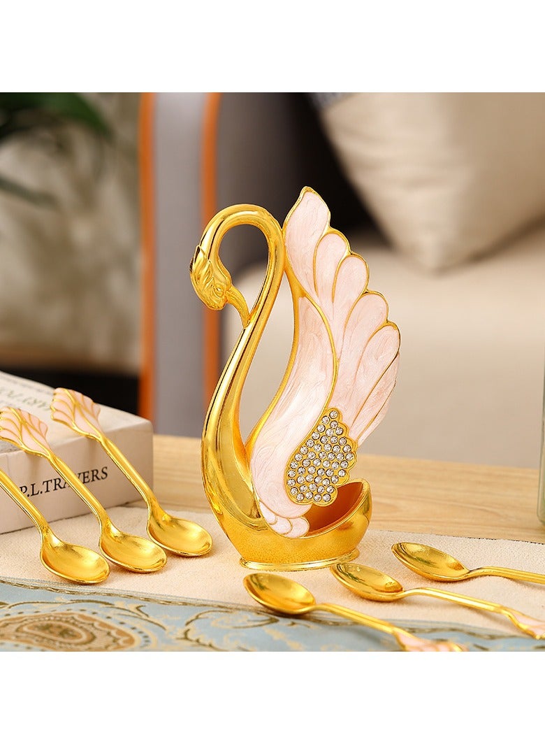 Swan base creative tableware fruit fork dessert small spoon cake coffee spoon combination set - Image 4