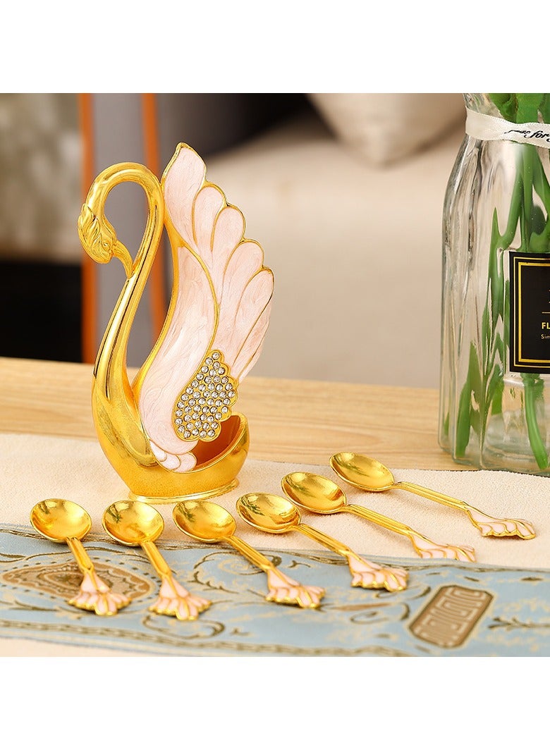 Swan base creative tableware fruit fork dessert small spoon cake coffee spoon combination set - Image 2