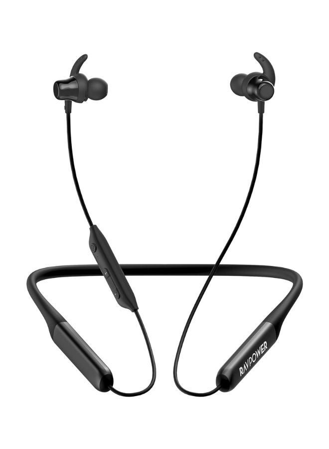 RAVPOWER Wireless Earbuds 120H Battery Life Fast Charging Magnetic Neckband Earphones IPX5 Waterproof Sports Headphones Clear Calls Black RP-BH1003 Black - Image 1