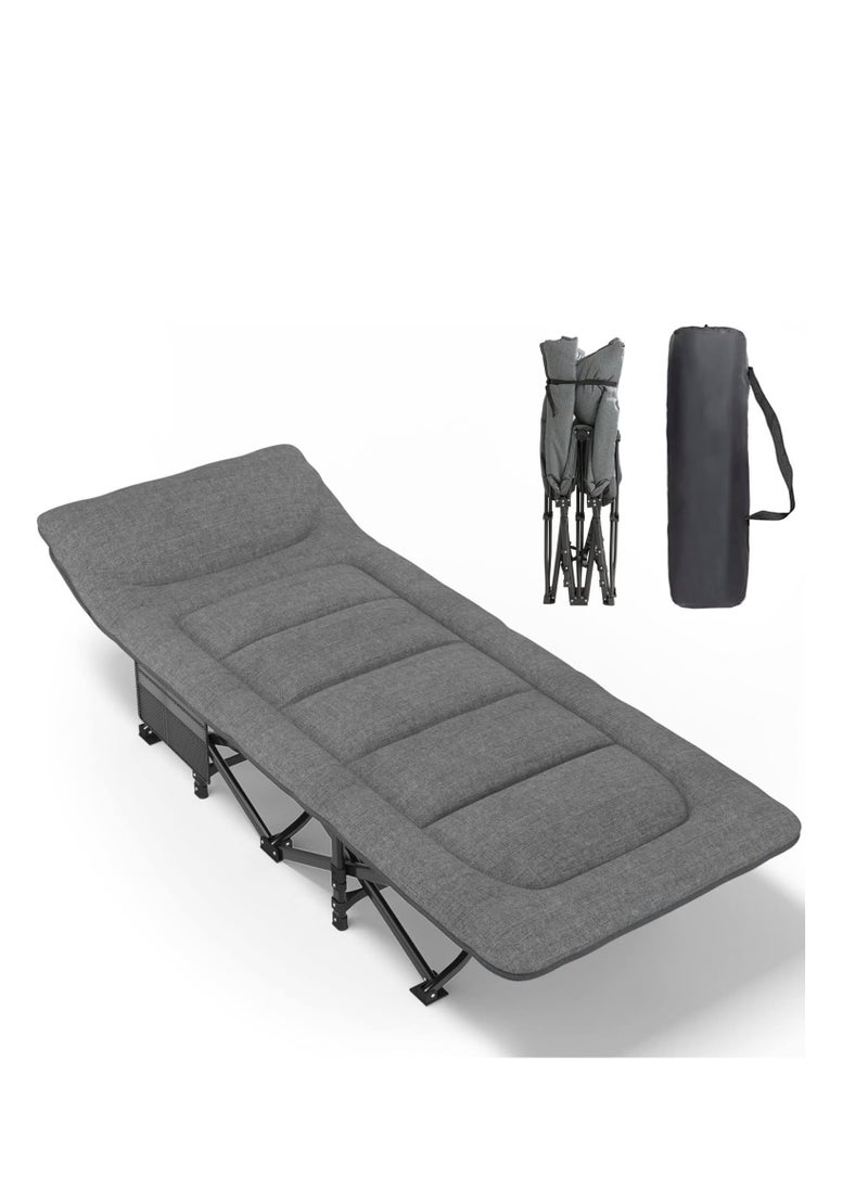 ARCOON - ARCOON Camping Cot for Adults with Cushion and Pillow, Portable Folding Bed for Sleeping, Lightweight Tent cot with Carry Bag Supports 450 lbs (Grey) - Image 1