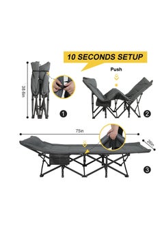 ARCOON ARCOON Camping Cot for Adults with Cushion and Pillow, Portable Folding Bed for Sleeping, Lightweight Tent cot with Carry Bag Supports 450 lbs (Grey)  - Image 5