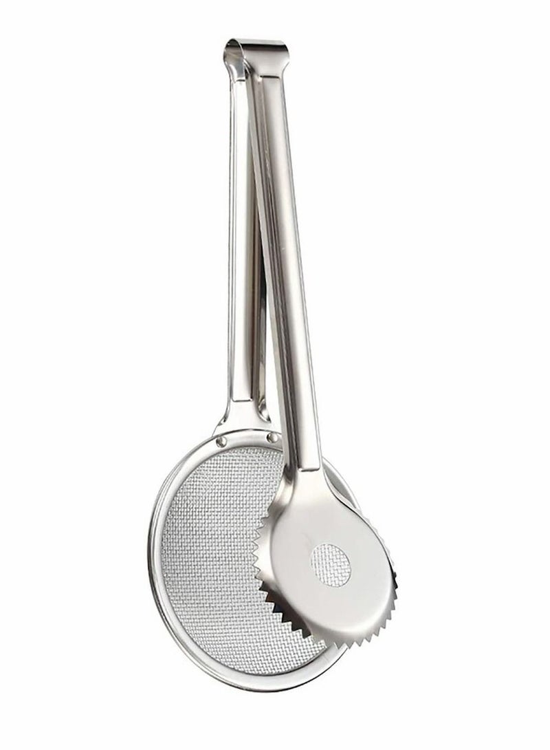 SYOSI 2 in 1 Stainless Steel Fine Mesh Strainer Oil Frying Filter Spoon Colander Clips Multi functional Kitchen Frying Accessories for Fried Food Salad BBQ 2 Pack - Image 2