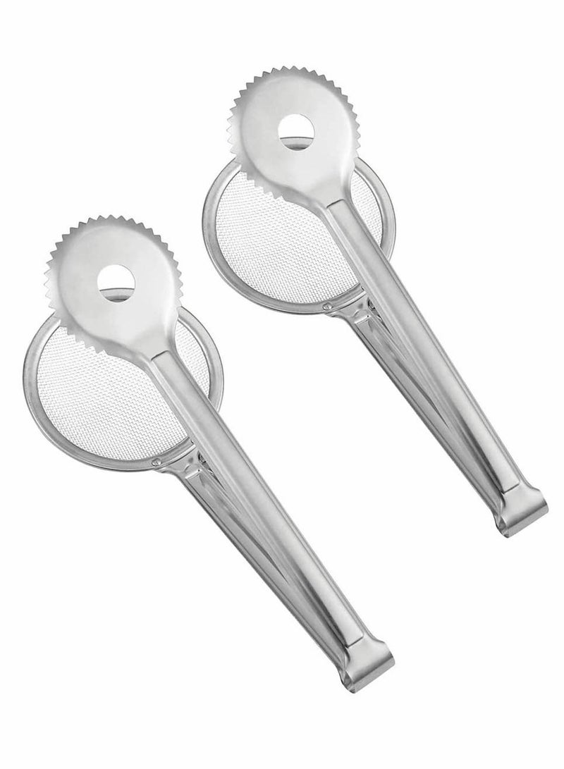 SYOSI 2 in 1 Stainless Steel Fine Mesh Strainer Oil Frying Filter Spoon Colander Clips Multi functional Kitchen Frying Accessories for Fried Food Salad BBQ 2 Pack - Image 1