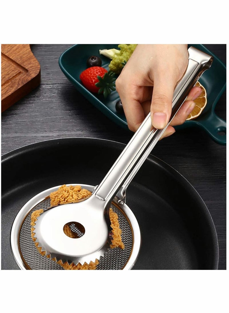 SYOSI 2 in 1 Stainless Steel Fine Mesh Strainer Oil Frying Filter Spoon Colander Clips Multi functional Kitchen Frying Accessories for Fried Food Salad BBQ 2 Pack - Image 4
