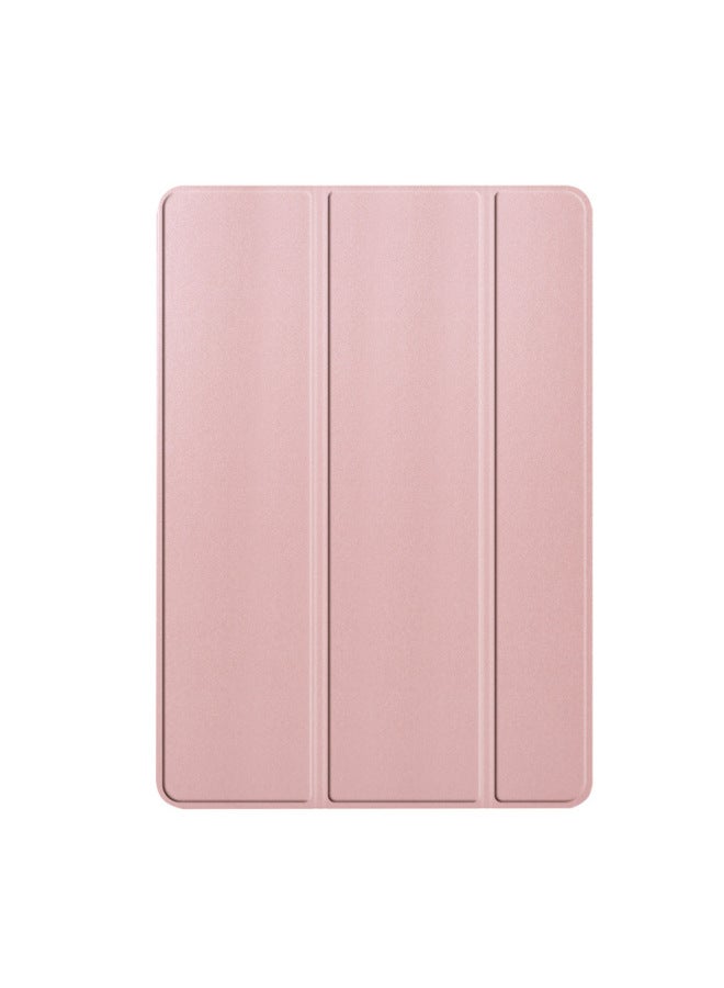 جراب واقٍ لجميع أجهزة الكمبيوتر اللوحية من سلسلة Ipad بثلاثة جوانب بلون الجلد TPU غلاف ناعم بلون سادة تصميم بسيط - اللون: ذهبي وردي - الطراز المطبق: ipad pro 11 بوصة / 2018/2020 - Image 1