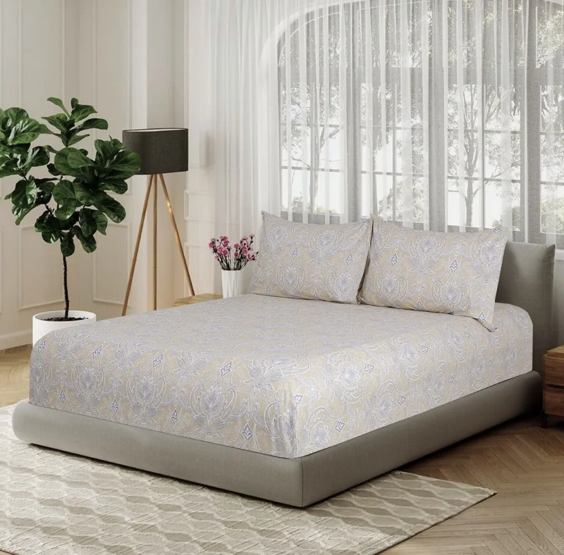 DWELL 200 Thread Count Printed Jasper Fitted Sheet Set