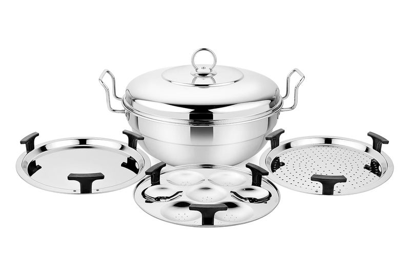 Prabha Prabha Stainless Steel Grace IB Multi Kadhai 28cm 6Plates Stainless Steel Lid Multi Function 5 Year Manufacturer Warranty - Image 1