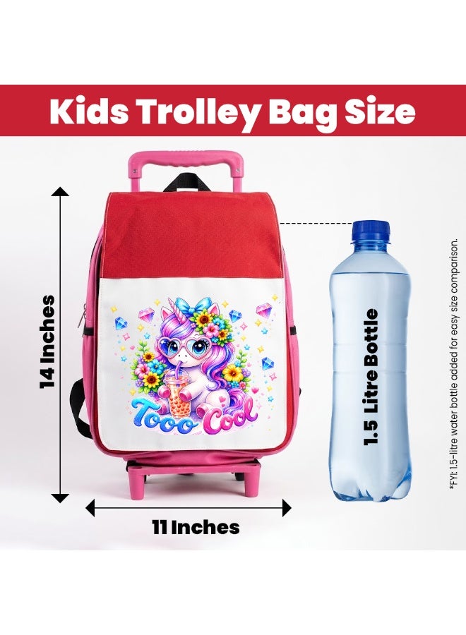 PRINTSHOP4ME Girls Unicorn Trolley School Bag | Rolling Backpack with Wheels | Adjustable Handle | Casual Everyday Travel Use - Image 2