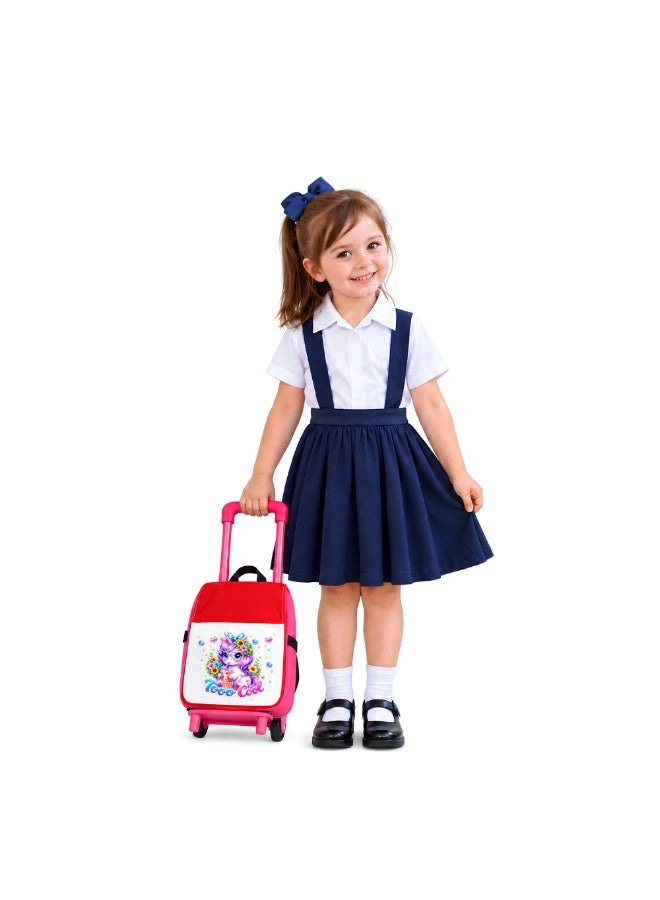 PRINTSHOP4ME Girls Unicorn Trolley School Bag | Rolling Backpack with Wheels | Adjustable Handle | Casual Everyday Travel Use - Image 1