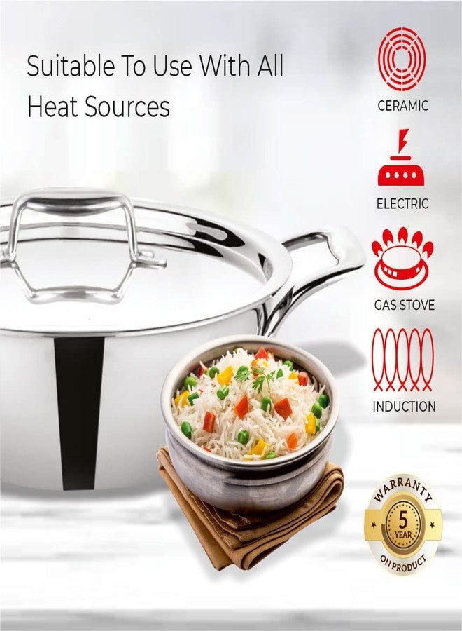 Baltra Triply Stainless Steel Kadai with Lid - 26 cm, 3.5 litres (Induction Friendly) - Image 4