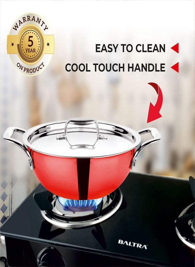 Baltra Triply Stainless Steel Kadai with Lid - 26 cm, 3.5 litres (Induction Friendly) - Image 5