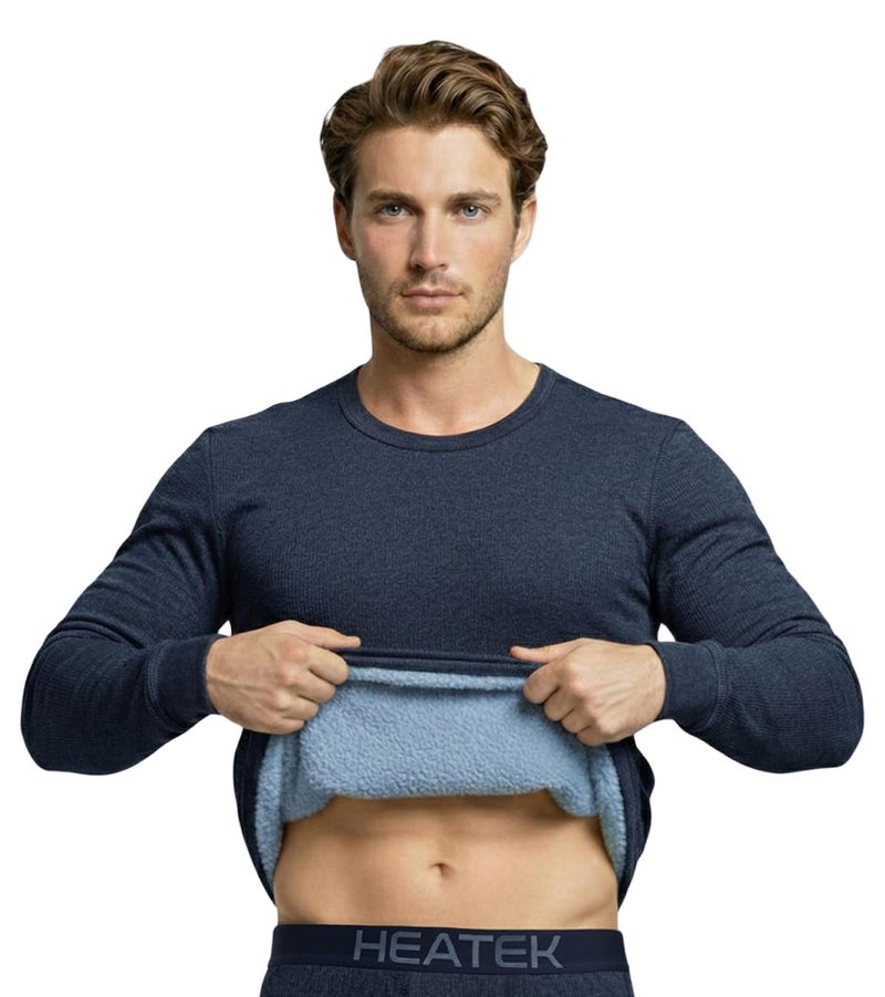 Lux Cozi HEATEK Men's Round Neck Blue Thermal Top_HEATEK_888_FSO_BLU_105_1PC - Image 1