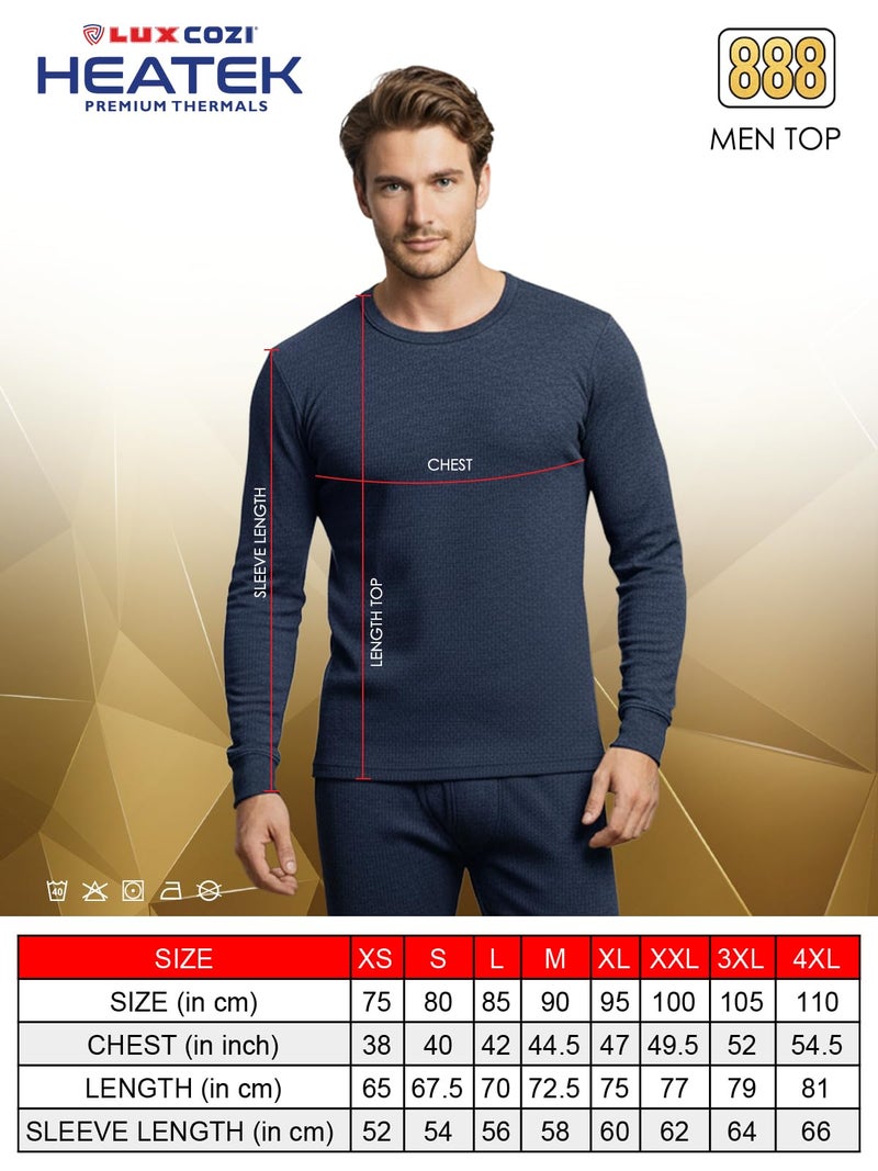 Lux Cozi HEATEK Men's Round Neck Blue Thermal Top_HEATEK_888_FSO_BLU_105_1PC - Image 2