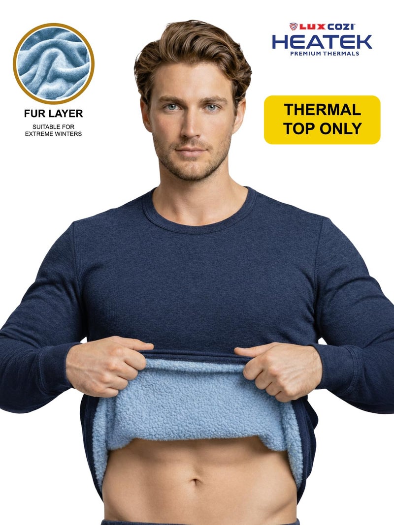 Lux Cozi HEATEK Men's Round Neck Blue Thermal Top_HEATEK_888_FSO_BLU_105_1PC - Image 5