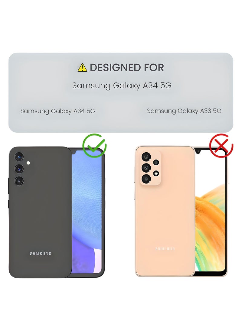 SARAOONT Samsung Galaxy A34 5G 3-Pack Matte Silicone Case Cover - Slim, Colorful, Good Grip (Black, Blue, Green) - Image 2