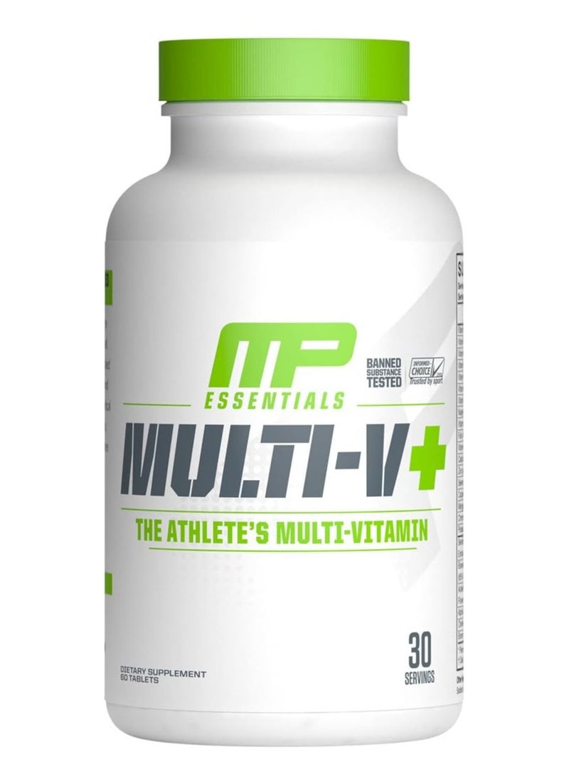 MusclePharm Essentials Multi-V+ Tablets, High Performance Multivitamin, 30 Servings - Image 1