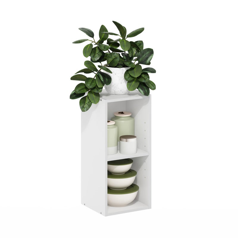 Furinno Fulda 2Tier Space Saving Storage Shelf Bookcase 10Inch Width White