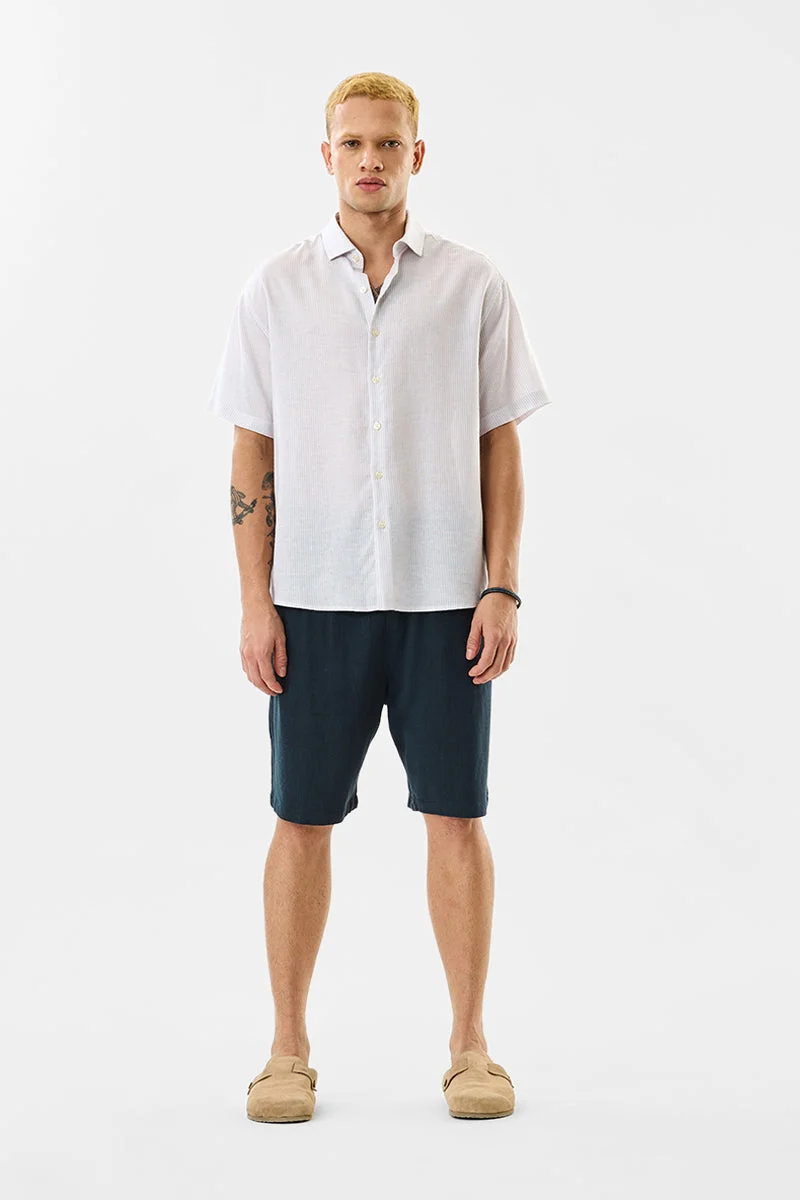 سنيتش Navy Textured Regular Fit Shorts