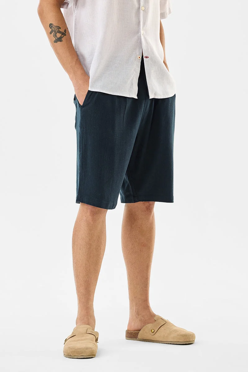 سنيتش Navy Textured Regular Fit Shorts