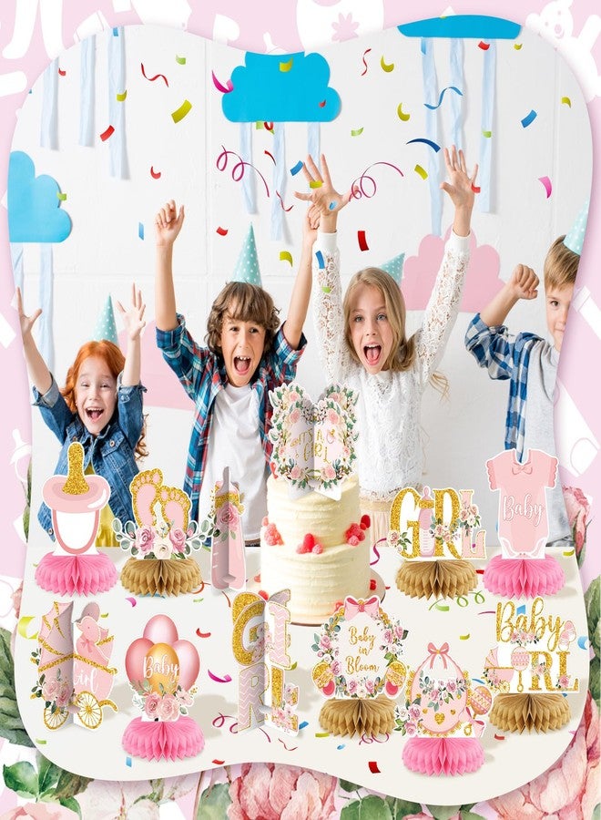 Pickmesh 12 Pieces Baby Shower Decorations Honeycomb Baby Shower Table Centerpieces Table Decorations Topper for Gender Reveal Birthday Party Supplies(Golden Girl) - Image 5