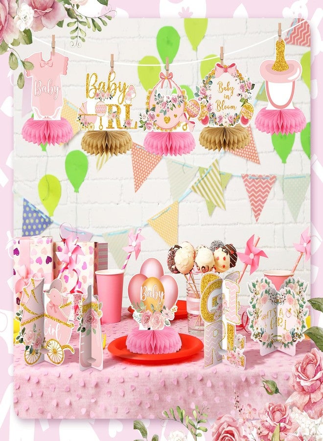 Pickmesh 12 Pieces Baby Shower Decorations Honeycomb Baby Shower Table Centerpieces Table Decorations Topper for Gender Reveal Birthday Party Supplies(Golden Girl) - Image 4