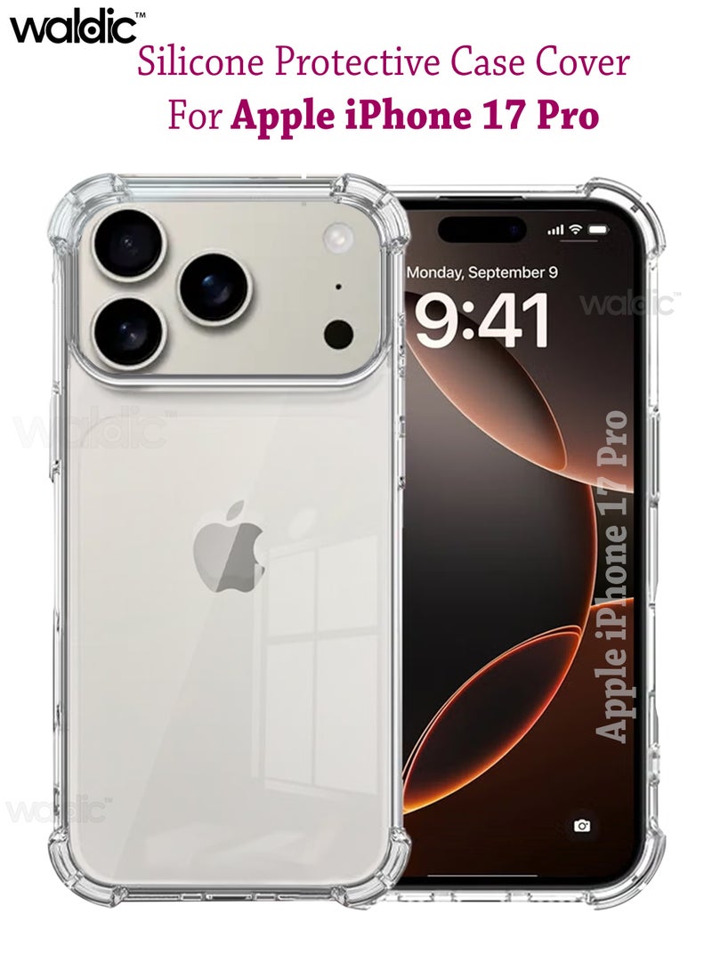 Waldic Apple iPhone 17 Pro Case | Designed forApple iPhone 17 Pro Case | Slim Flexible TPU Airbag Bumper Shock Absorption Rubber Soft Silicone Case Cover Fit for Apple iPhone 17 Pro | Clear - Image 1