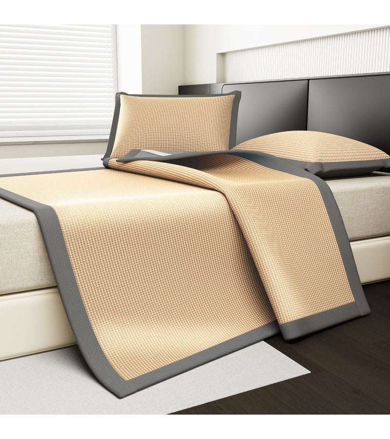 Grey 60.24inch*79.92inch Luxury Cooling Ice Silky Fiber Fabric Mat Set 3 Piece Summer Soft Comfortable Skin Friendly Breathable Long Lasting Cool Foldable Suitable for Single Double Beds Bedrooms Dorms - Image 3