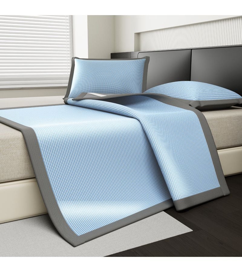 Grey 60.24inch*79.92inch Luxury Cooling Ice Silky Fiber Fabric Mat Set 3 Piece Summer Soft Comfortable Skin Friendly Breathable Long Lasting Cool Foldable Suitable for Single Double Beds Bedrooms Dorms - Image 2