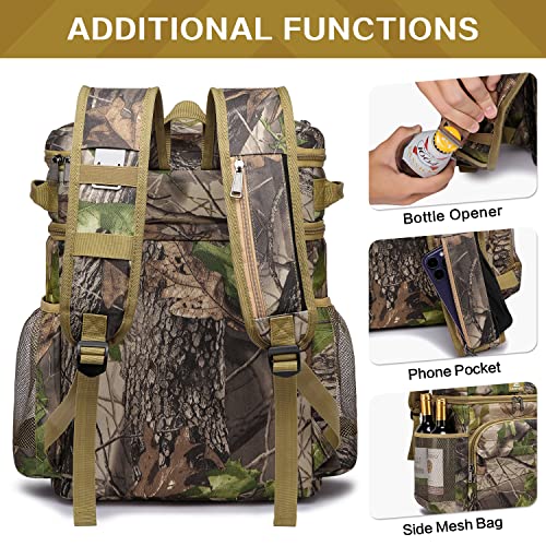 Laripwit 54 Cans Backpack Cooler Insulated Leak-Proof Camo Cooler Backpack Double Deck Lunch Backpack for Men Women - Perfect Tactical Soft Cooler Bag for Camping, Picnic, Beach, Hiking - Image 5