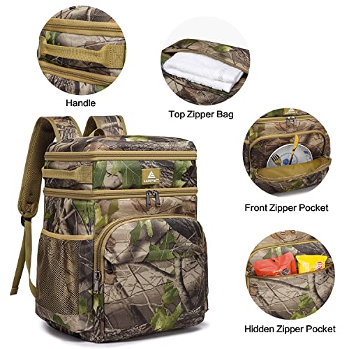 Laripwit 54 Cans Backpack Cooler Insulated Leak-Proof Camo Cooler Backpack Double Deck Lunch Backpack for Men Women - Perfect Tactical Soft Cooler Bag for Camping, Picnic, Beach, Hiking - Image 3