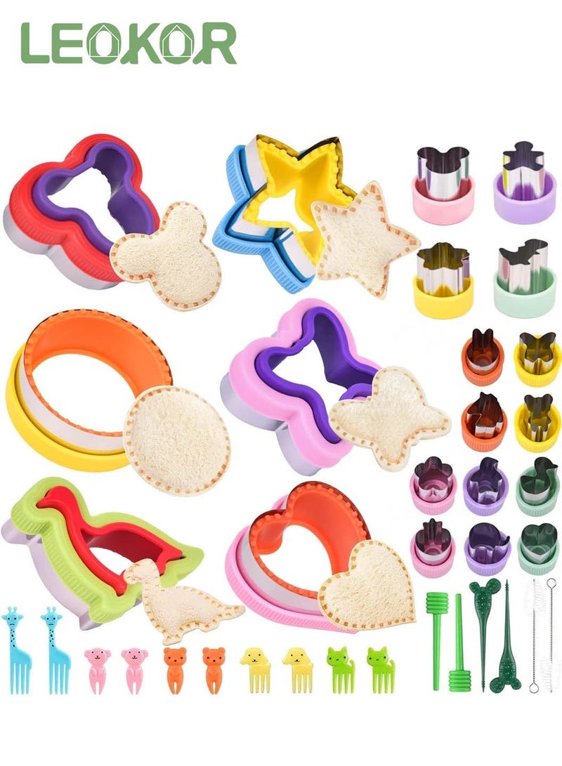 LEOKOR 36 Pcs Sandwich Cookie Cutters Set,Food Grade Stainless Steel Cutter Set With Different Shapes, DIY Sandwich Mold Cutters Lunch Box Mold for Kids - Image 1