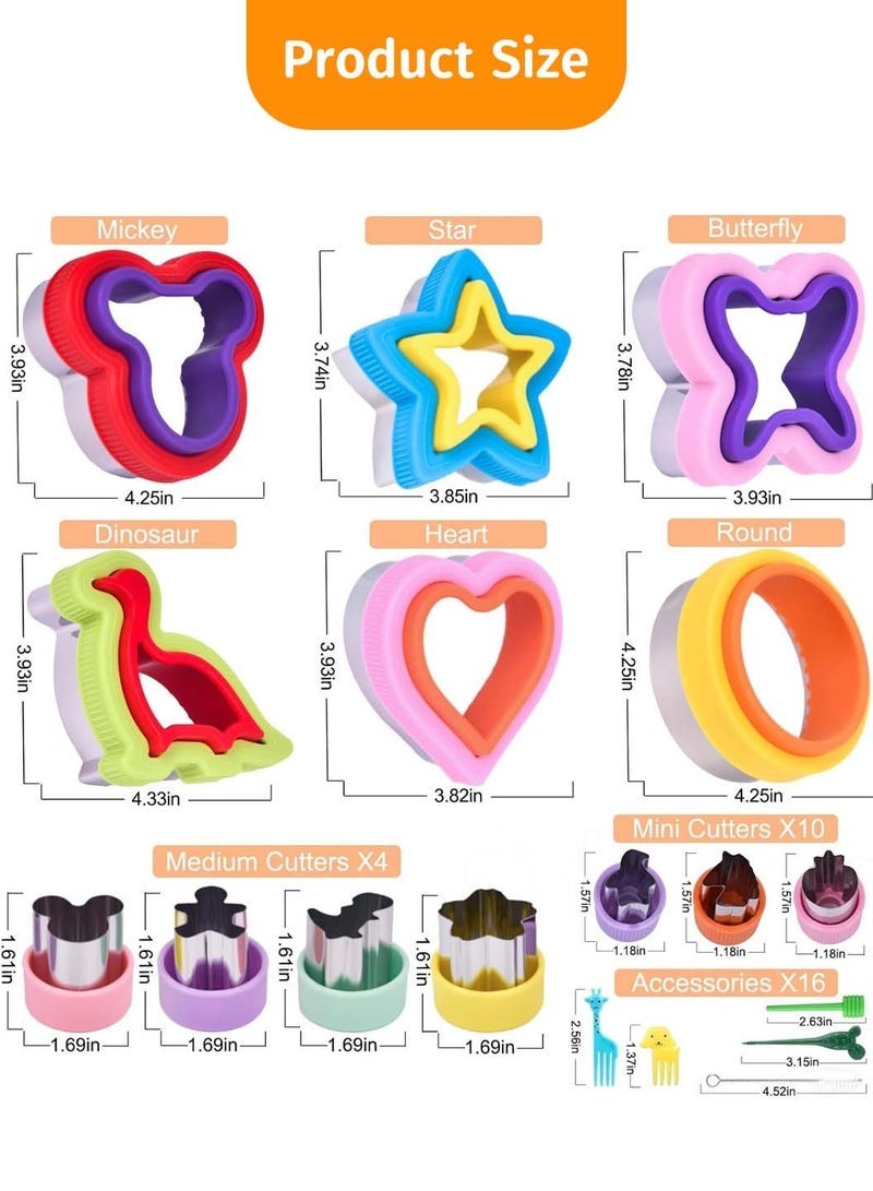 LEOKOR 36 Pcs Sandwich Cookie Cutters Set,Food Grade Stainless Steel Cutter Set With Different Shapes, DIY Sandwich Mold Cutters Lunch Box Mold for Kids - Image 2