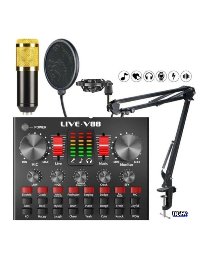 TIGER BM800 Professional Mic Condenser Microphone V88 Sound Card Set for Webcast & Live Stream – High-Quality Audio, Noise Reduction, and Studio-Grade Sound for Streaming & Recording - Image 1
