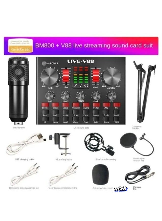 TIGER BM800 Professional Mic Condenser Microphone V88 Sound Card Set for Webcast & Live Stream – High-Quality Audio, Noise Reduction, and Studio-Grade Sound for Streaming & Recording - Image 2