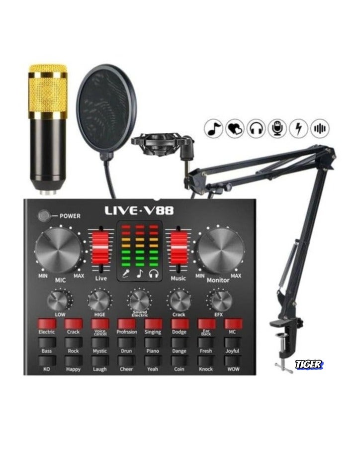 TIGER BM800 Professional Mic Condenser Microphone V88 Sound Card Set for Webcast & Live Stream – High-Quality Audio, Noise Reduction, and Studio-Grade Sound for Streaming & Recording - Image 3