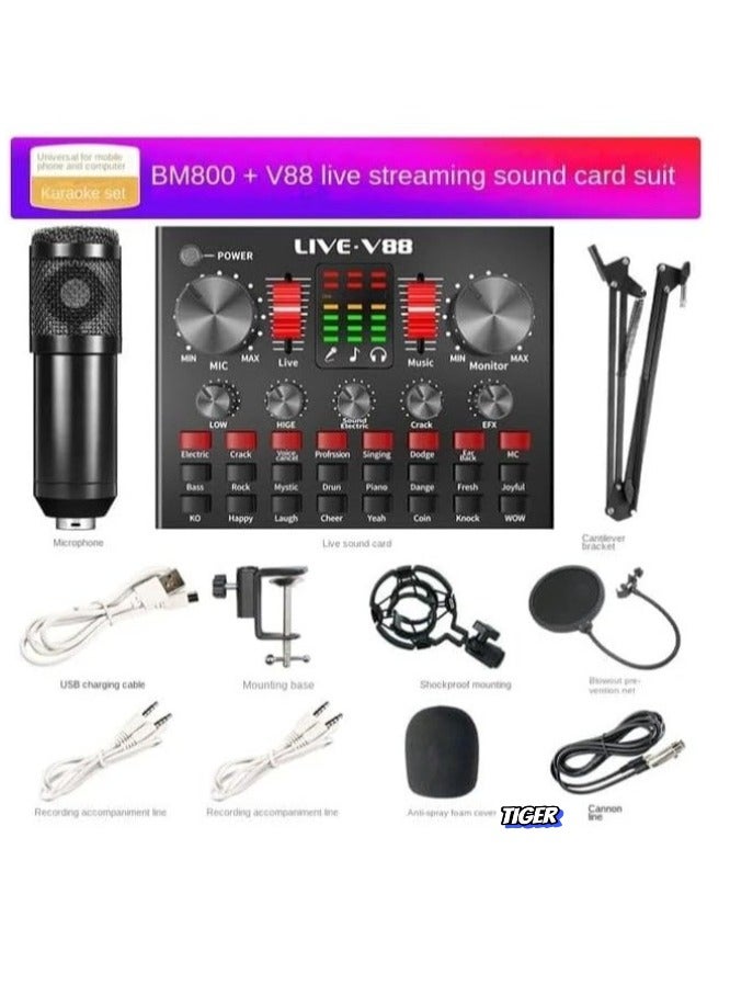TIGER BM800 Professional Mic Condenser Microphone V88 Sound Card Set for Webcast & Live Stream – High-Quality Audio, Noise Reduction, and Studio-Grade Sound for Streaming & Recording - Image 4