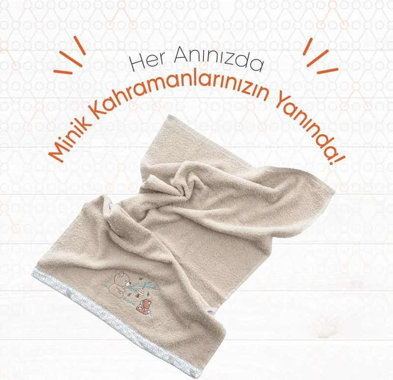 Gezenbebe Hero Embroidered Baby Kids Hand & Head Towel (50x90) Teddy
