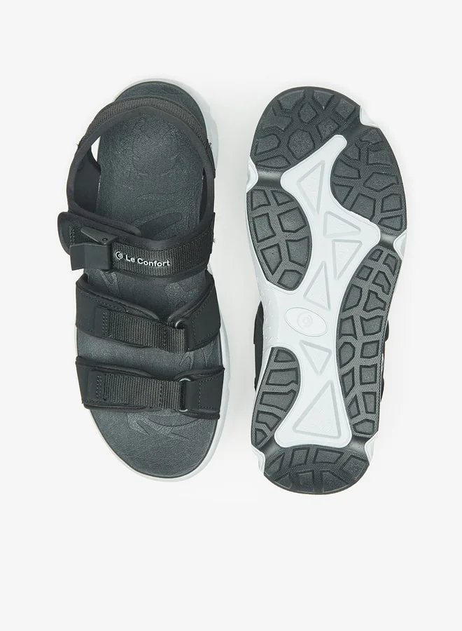 Le Confort Men Textured Sandals with Hook and Loop Closure