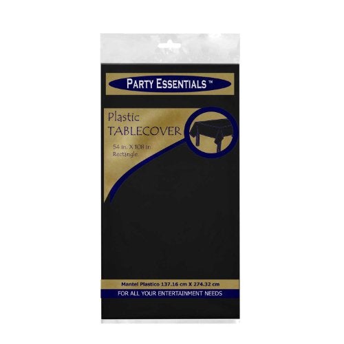 Party Essentials Heavy Duty Plastic Table Cover Available in 44 Colors, 54" x 108", Black - Image 2