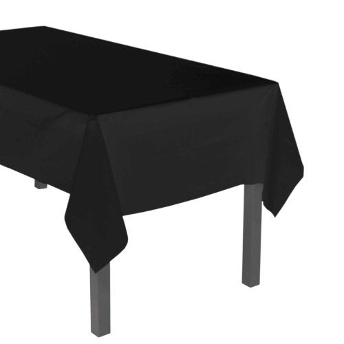 Party Essentials Heavy Duty Plastic Table Cover Available in 44 Colors, 54" x 108", Black - Image 1