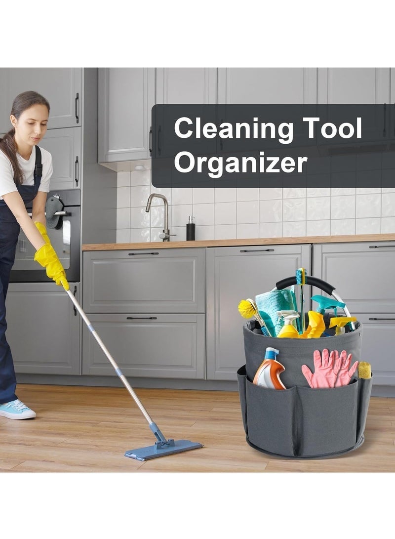 17L Cleaning Tool Storage Basket, Foldable Cleaning Supply Caddy, Cleaning Caddy Cleaning Products Organizers, Portable Multi Cleaning Bucket Bag for Home, Garden (Dark Grey) - Image 2