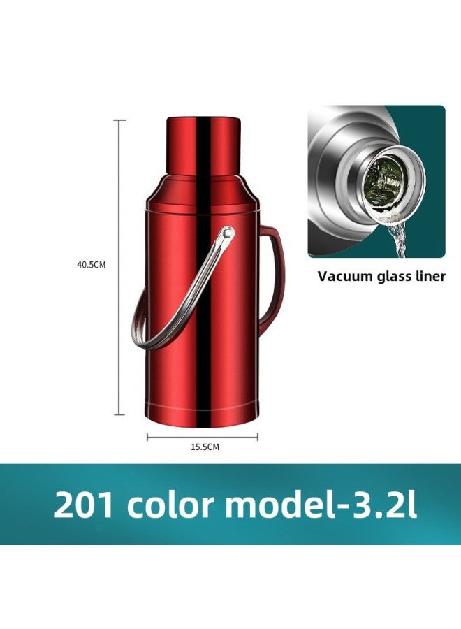 Stainless Steel Thermos Household Student Thermos Bottle Thermos Commercial Restaurant Hotel Large Capacity Thermos Bottle Thermos-Color:3.3l (8 Lbs) Flat Cover All Red-Capacity:304 Stainless Steel Extra Thick Model [three-year Warranty] - Image 1