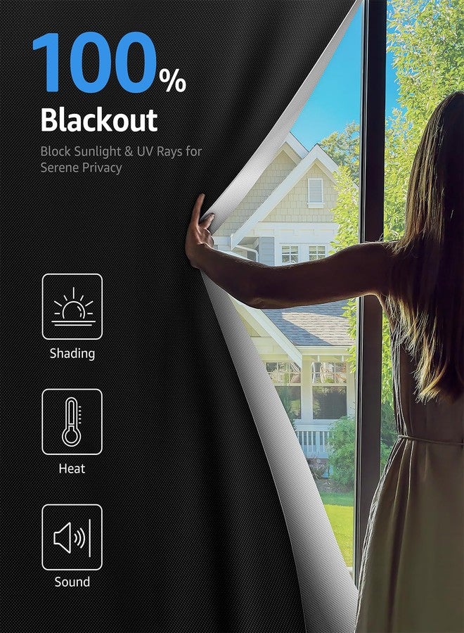 Sumobaby Blackout Curtains for Bedroom Portable 13"x40",No Drill Blackout Shades with Upgraded Hook&Loop Tapes,100% Black Out Window Cover,Thermal Insulated Blinds for Bedroom,Nursery(1 Panel,Black) - Image 2