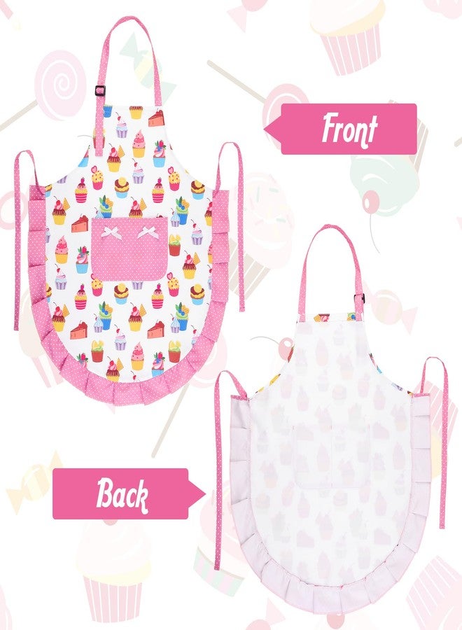XLSXEXCL Cupcake Kids Apron, Pink, Cute Sweet Cake Baking Apron with 2 Pockets, Adjustable Chef Bib Apron, Aprons Gifts for Cooking, Baking, Painting, and Gardening for Girls 6-12 Years - Image 4