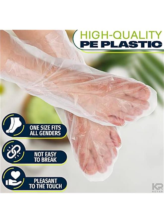 Generic 200Pcs Plastic Foot Covers Disposable Socks Foot Gloves - Paraffin Baths Foot Moisturizer Socks - Foot Moisturizing Socks Pedicure Bags for Feet Spa Socks for Women Plastic Socks for Moisturizing Fe - Image 3