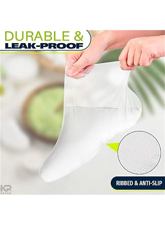 Generic 200Pcs Plastic Foot Covers Disposable Socks Foot Gloves - Paraffin Baths Foot Moisturizer Socks - Foot Moisturizing Socks Pedicure Bags for Feet Spa Socks for Women Plastic Socks for Moisturizing Fe - Image 4