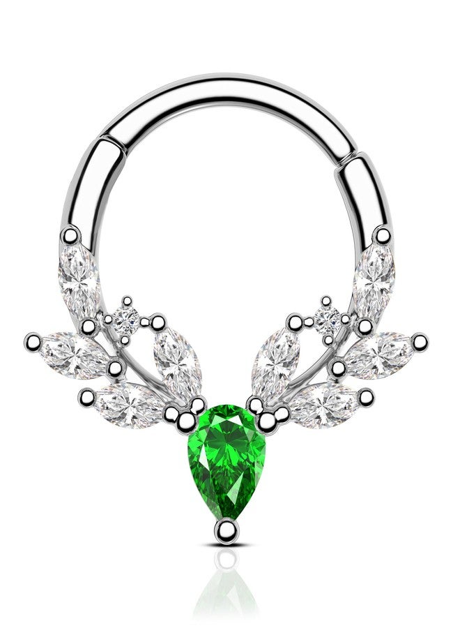 COCHARM Christmas Septum Rings 16G 10MM Green CZ Septum Jewelry Stainless Steel Helix Daith Piercing Jewelry - Image 1