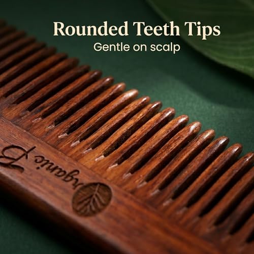 Organic B Rosemary Infused Sheesham Rosewood Wooden Dual Tooth Comb for Curly Thick Hair, Fine & Wide Teeth Detangling Hair Comb, Helps Reduce Frizz, Scalp Massage Styling Tool for Women Men, Natural Daily Care Accessory - Image 4
